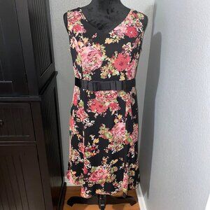 Floral‎ Sleeveless Dress Size 8P Dark Romantic Moody Feminine Parisian Garden